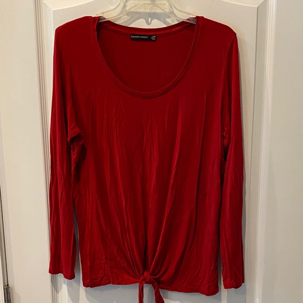 Red Tie-Front Blouse